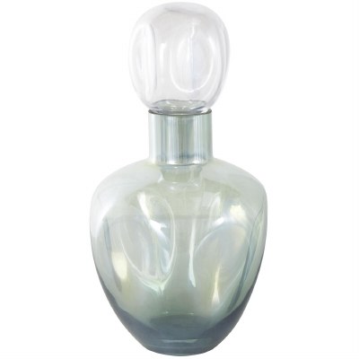 16" Iridescent Green Glass Decanter