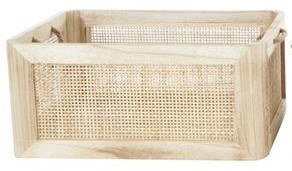 16" Natural Wood and Wicker Rectangle Basket
