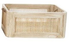 13" Natural Wood and Wicker Rectangle Basket