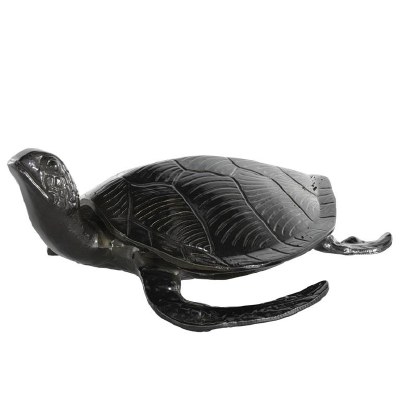 15" Black Metal Sea Turtle Figurine