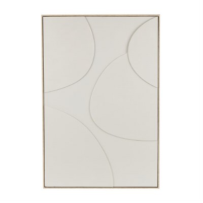 49" x 33" Off White Abstract Framed Canvas