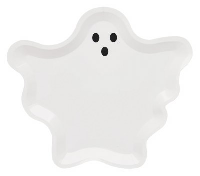 Pazck of Eight 8" Round Ghost shape Halloween Paper Plates