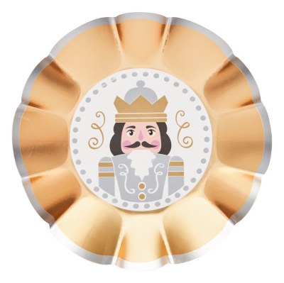 Pack of Eight 7" Round Gilded Nutcracker Paper Bowls