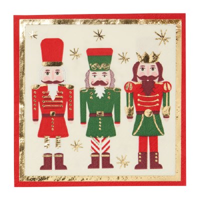 5" Square Multicolor Nutcracker Beverage Napkins