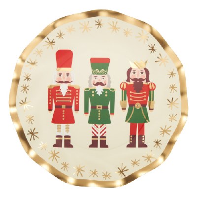 Pack of Eight 8" Round Multicolor Nutcracker Paper Plates