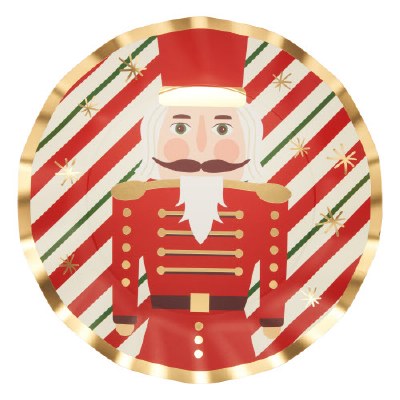 Pack of Eight 11" Round Multicolor Nutcracker Paper Plates