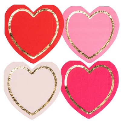 Pack of 16 6.5" Square Assorted Heart Shaped Lunch Napkins