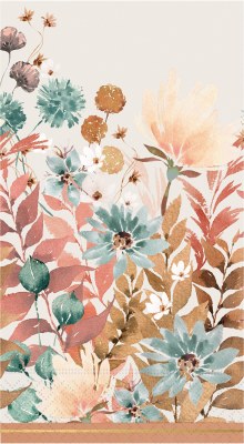 8" x 4" Blue Autumn Floral Guest Towels