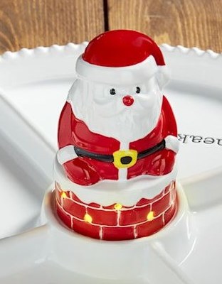 5" LED Santa in a Chimney Sitter by Mud Pie