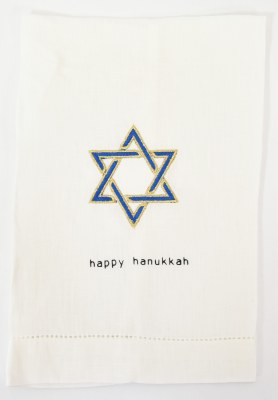 21" x 14" "Happy Hanukkah" Star of David Kitchen Towel by Mud Pie