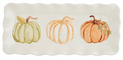 4" x 9" Multipastel Pumpkins Ceramic Tray by Mud Pie