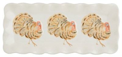 4" x 9" Multipastel Turkeys Ceramic Tray by Mud Pie