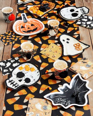Set of 12 Skull Paper Plates and 12 Ghost Beverage Napkins by Mud pie