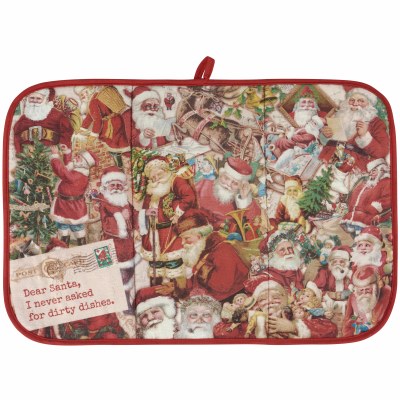 14" x 21" "Dear Santa, I Never Asked For Dirty Dishes" Santas Drying Mat