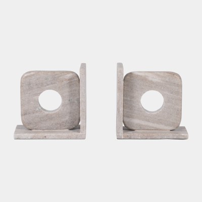 6" Tan Marble Bookends