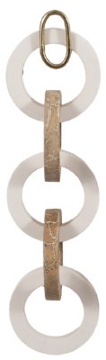 26" White and Taupe Polyresin and Wood Links