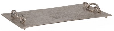 12" x 21" Silver Metal Tray With Link Handles