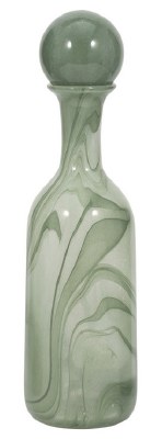 17" Green Glass Bottle With an Orb Lid