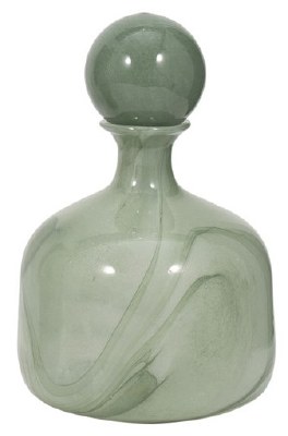 12" Green Glass Bottle With an Orb Lid