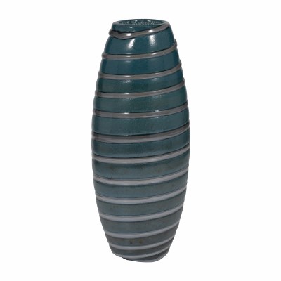 15" Blue and Gray Swirl Glass Vase