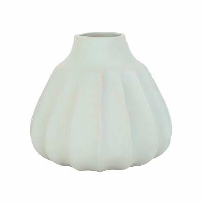 10" Green Ribbed Vase
