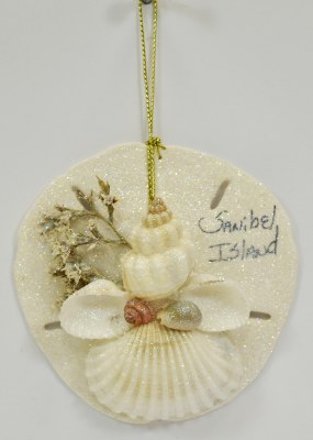 Sanibel Island Large Natural Shell Cluster Sand Dollar Ornament
