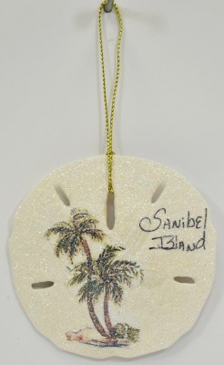 Sanibel Island Twin Palm Trees Sand Dollar Ornament