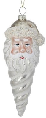 6" Gold and White Cone Shell Santa Head Glass Ornament