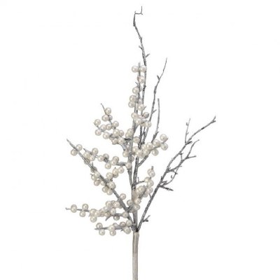 20" Faux Pearl and White Berry Spray