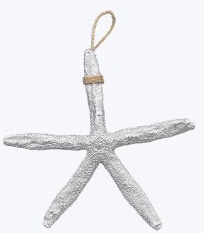 10" Silver Polyresin Thin Starfish Coastal Wall Art Plaque