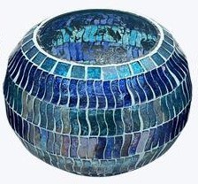 5" Dark Blue Orb Mosaic Votive Holder