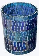 5" Small Dark Blue Mosaic Votive Holder