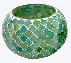 5" Green Orb Mosaic Votive Holder