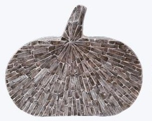 9" Gray Flat Capiz Pumpkin Statue