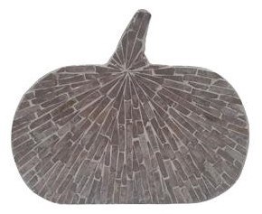 9" Light Gray Flat Capiz Pumpkin Statue