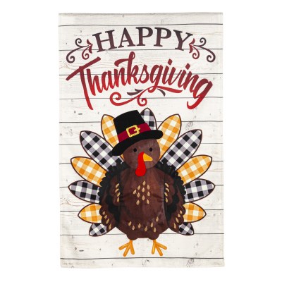 44" x 28" "Happy Thanksgiving" Turkey Wearing a Hat Large Flag