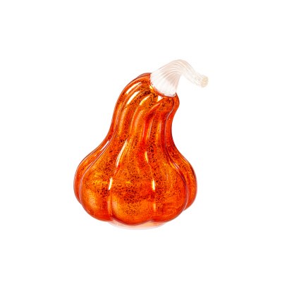 8" LED Orange Glass Gourd