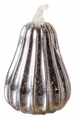 9" LED Silver Glass Gourd