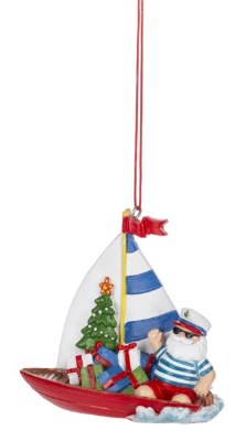 3" Santa Sailing Polyresin Ornament
