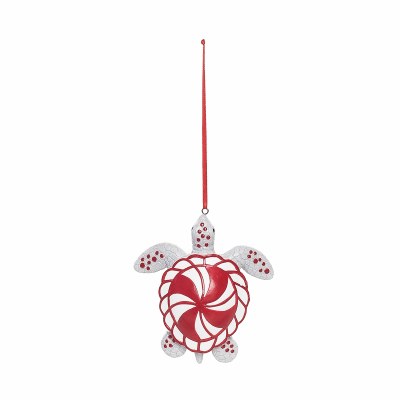 4" Red and White Polyresin Sea Turtle Ornament