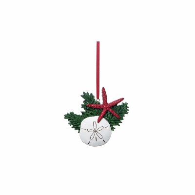 4" White and Red Polyresin Sand Dollar and Starfish Ornament