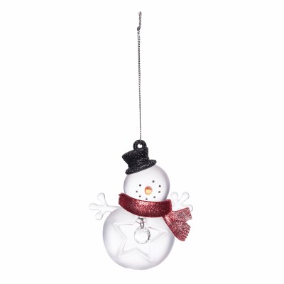 4" White and Red Snowman Wearing a Scarf Ornament