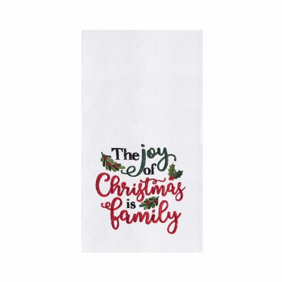 27" x 18" "The Joy of Christmas is Family" Christmas Kitchen Towel