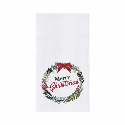 27" x 18" "Merry Christmas" Wreath Kitchen Towel