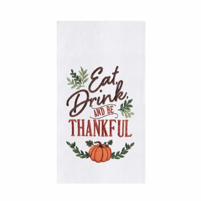 27" x 18" "Eat, Drink, and Be Thankful" Thanksgiving Kitchen Towel