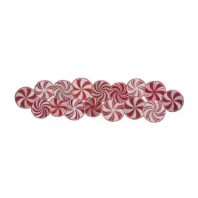13" x 51" Red and White Peppermint Candies Table Runner