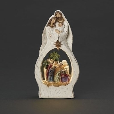 10" LED Polyresin Holy Family With the Kings Statue