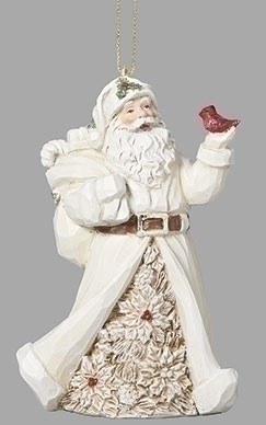 5" Distressed White Santa Holding a Sack Polyresin Ornament