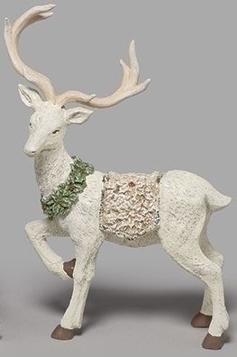 9" Distressed White Polyresin Standing Deer Figurine
