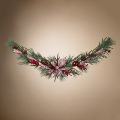 6' Faux Red and White Pine Garland